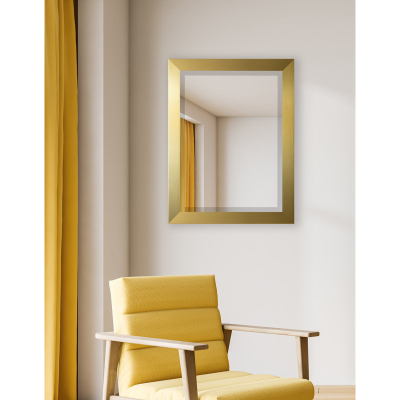 Miroir biseauté moderne / contemporain Ungar, H 32,5 po x l 26,5 po x P 0,75 po, Doré