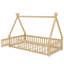 Lit simple à profil bas de style Montessori avec clôture et entrée de porte-886198439