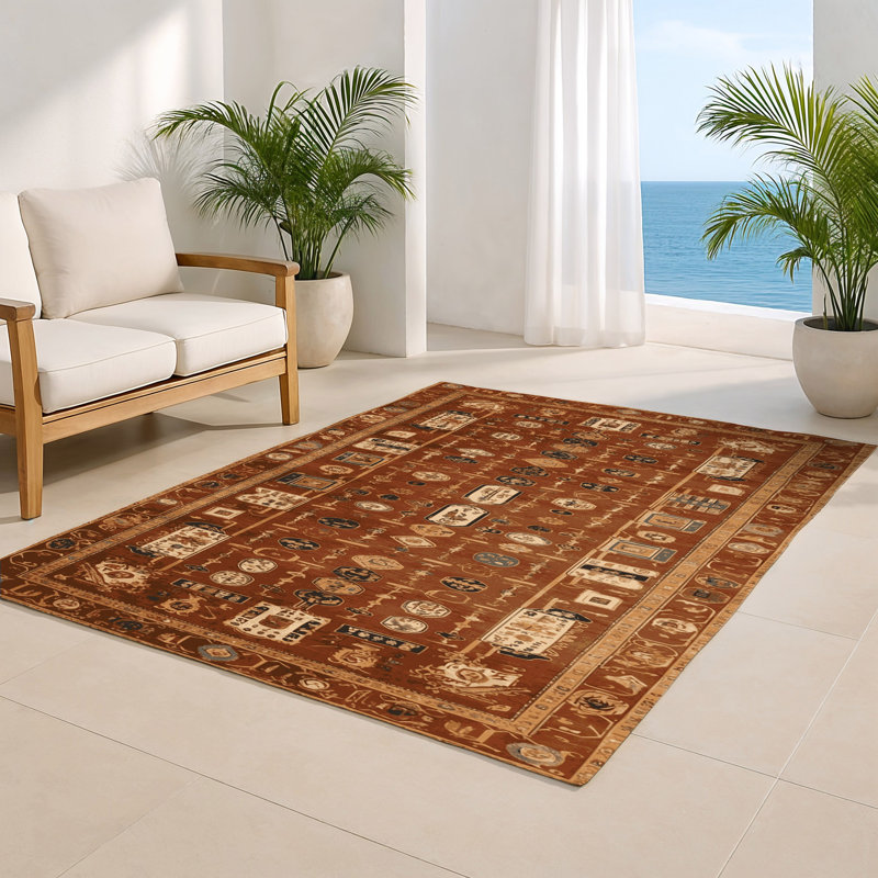 Tapis d'intérieur et d'extérieur brun français, Rectangulaire 2 pi x 3 pi