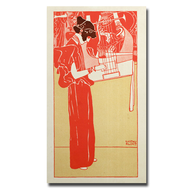«Musik, 1901» par Gustav Klimt, reproduction sur toile, H 24 po x l 14 po x P 2 po