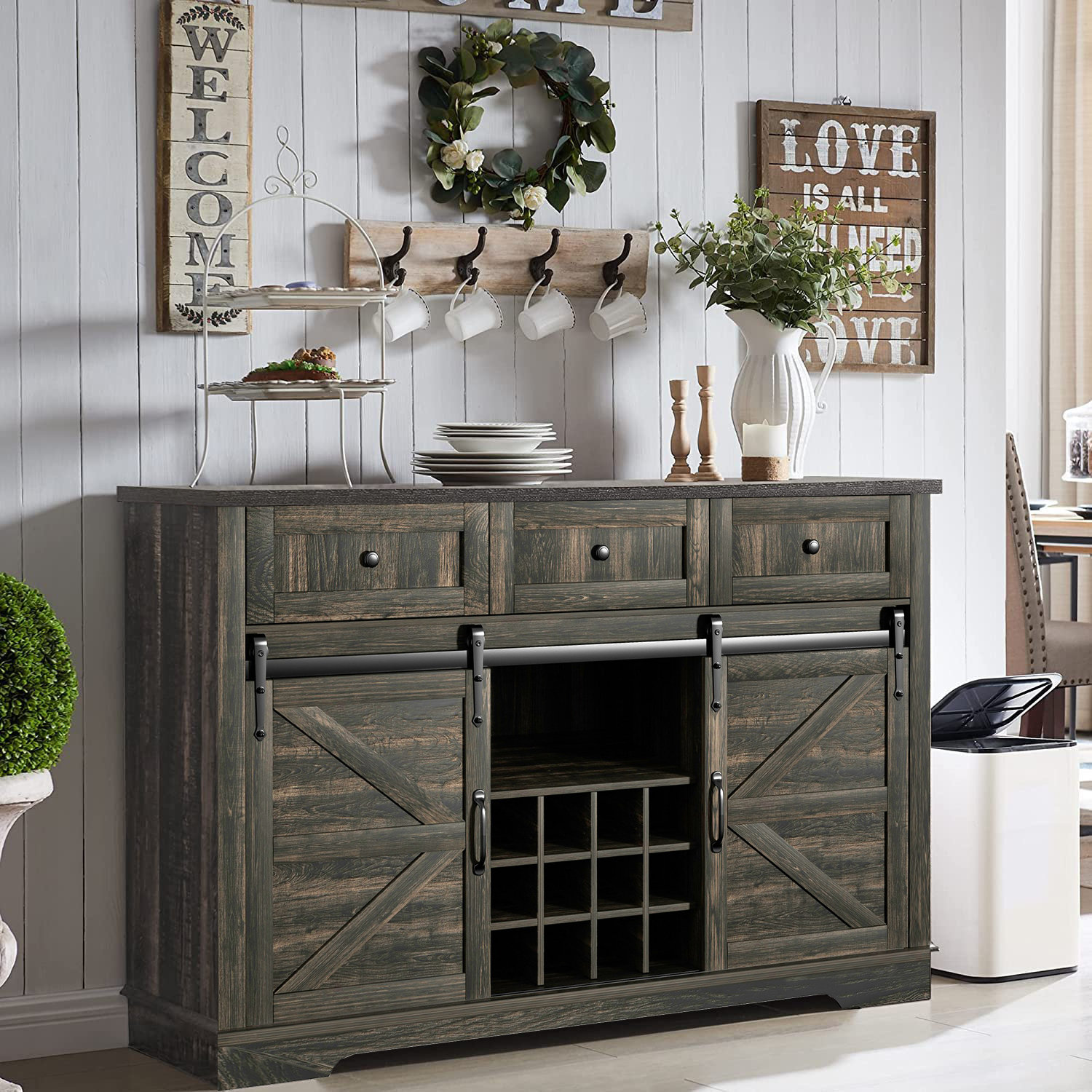 August Grove® Catalino Wood Farmhouse Bar Wine