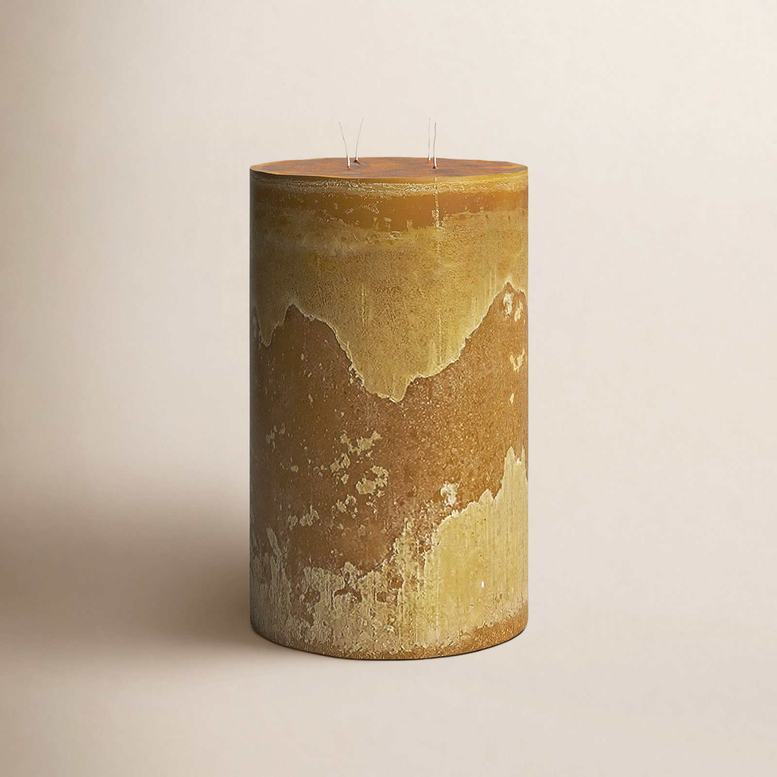 Unscented Pillar Candle, Chamois, 11.8" H x 7.5" W x 7.5" D