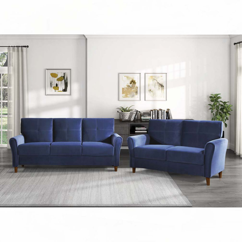 Causeuse en tissu d'ameublement en velours, Bleu
