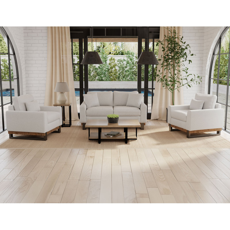Causeuse en métal et bois Alessia, Beige