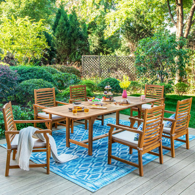 Doru Patio Dining Set with Rectangular Table , Cushions Included