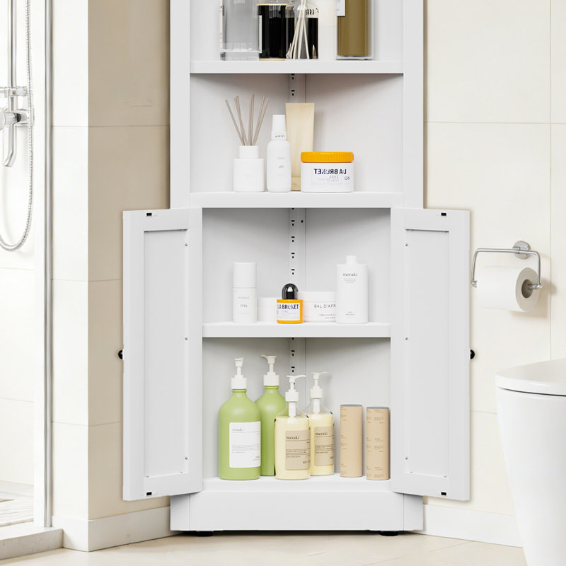 70.9" Tall Metal Corner Storage Cabinet with 2 Doors, 70.9"H*10.4"D