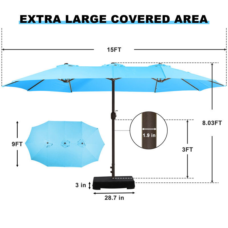 457.2cm Parasol, Light Blue