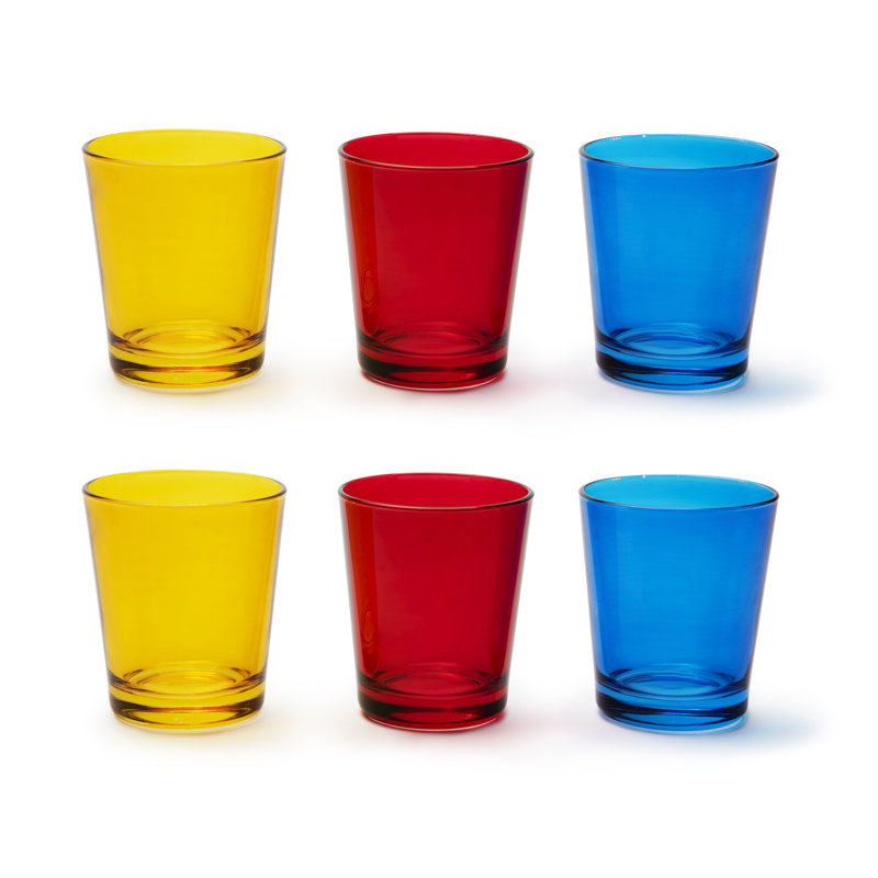 300ml Drinking Glass Set, Yellow/Red/Blue