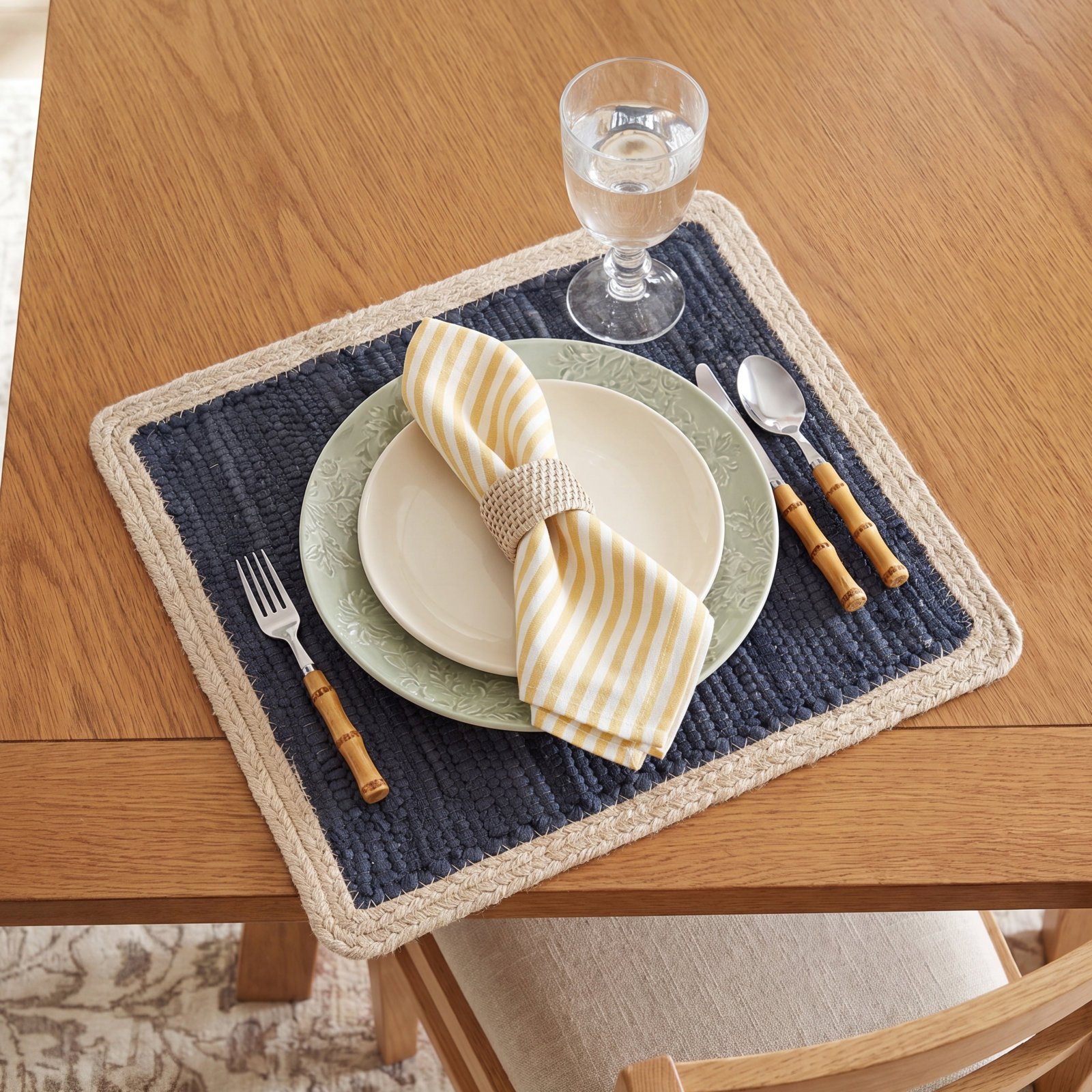 Kaide Cotton Placemat, Blue