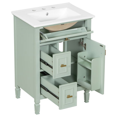 Meuble-lavabo simple 24 po avec comptoir en céramique 24 po