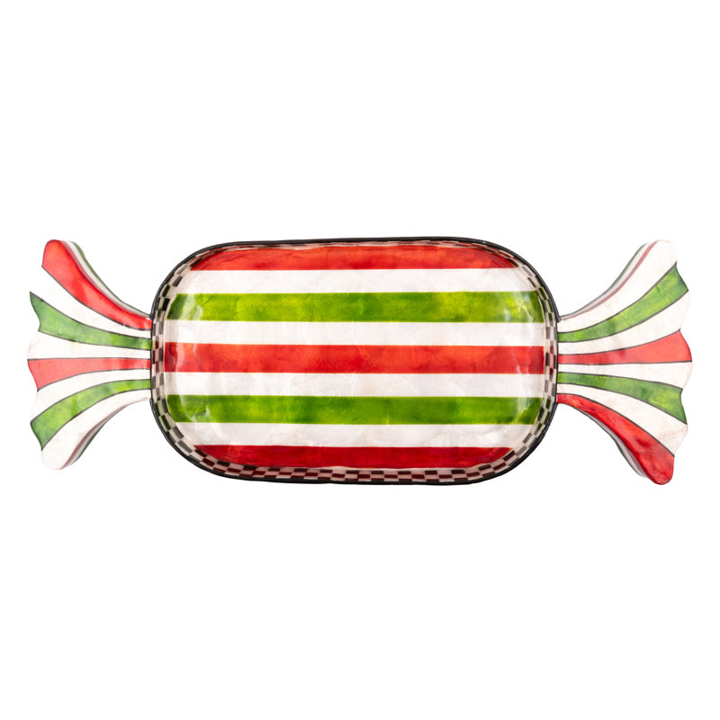 Red & Green Capiz Candy Tray