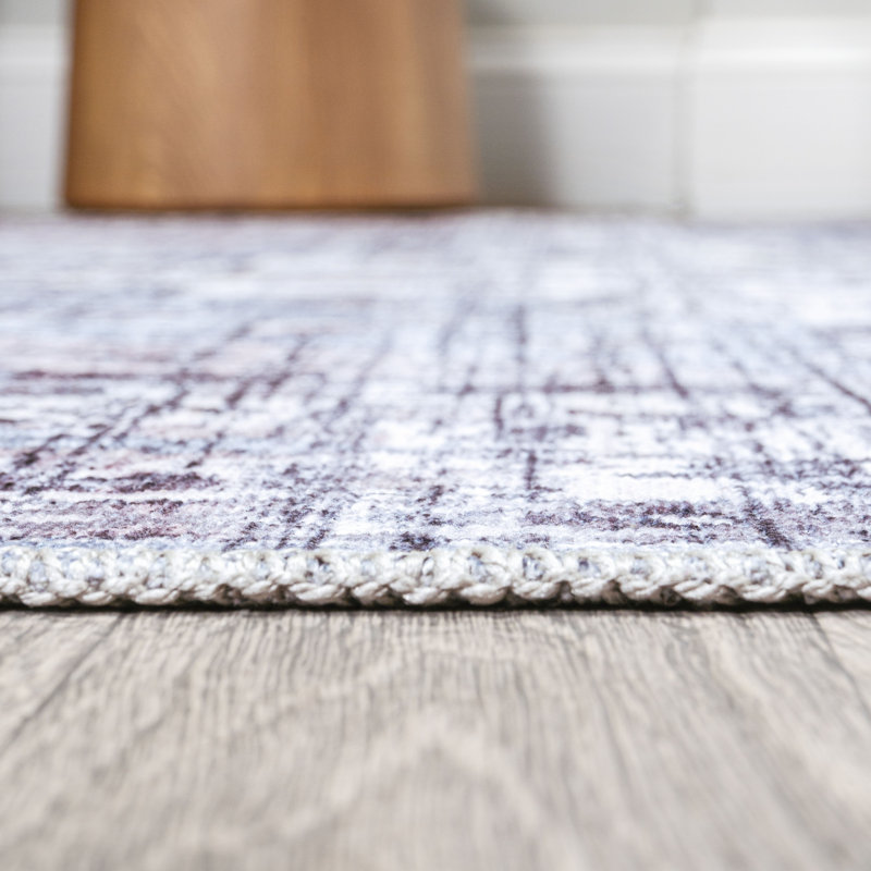 Didim Boho Medallion Machine-Washable Gray/Purple Rug, Runner 2' x 8'