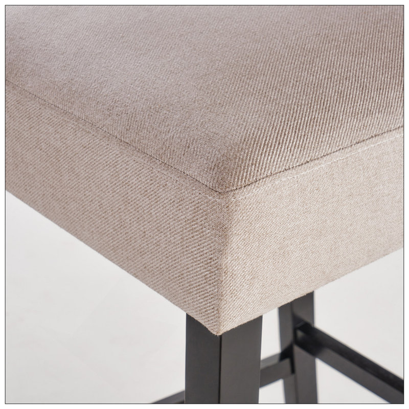 Tabouret de bar MARKSON KD au design moderne épuré, cuir Bycast reconstitué et pieds en bois d'hévéa durables pour une assise élégante