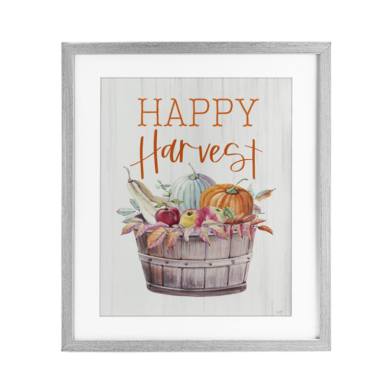 «Happy Harvest», impression sous panier en verre rustique, design par Lux + Me Designs, H 16 po x l 13 po