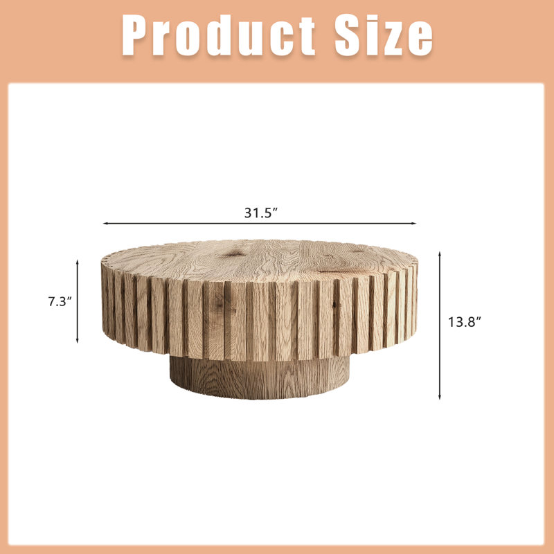 Table basse de 31,4 po avec grain de bois naturel, stable pour un décor lourd dans les pièces, finition de différents styles, bureaux confortables, décoration intérieure