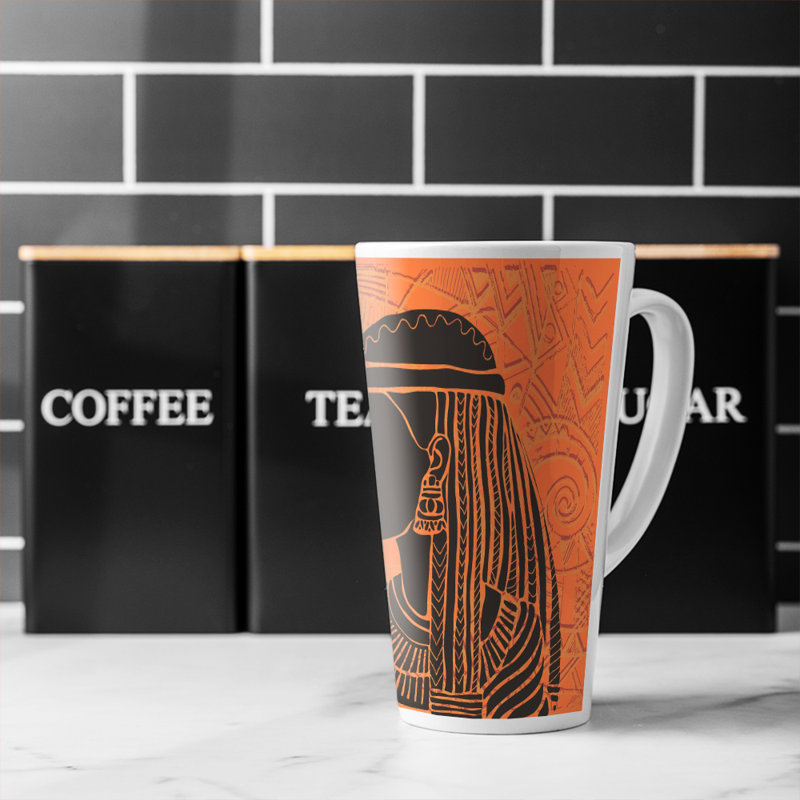 Egyptian Women On Latte Mug, Orange