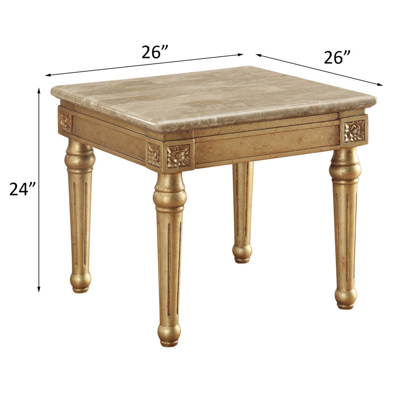 Table de bout carrée de 26 po avec plateau en marbre naturel Apollonio