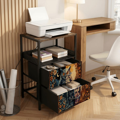 Table de chevet 2 tiroirs avec station de charge, table de chevet avec ports USB et prises USB