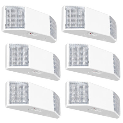 LED Emergency Lights with Battery Backup, Two Square Heads Commercial Emergency Lights, UL Listed For Damp Location,AC 120/277V, Hardwired Emergency Lights For Business