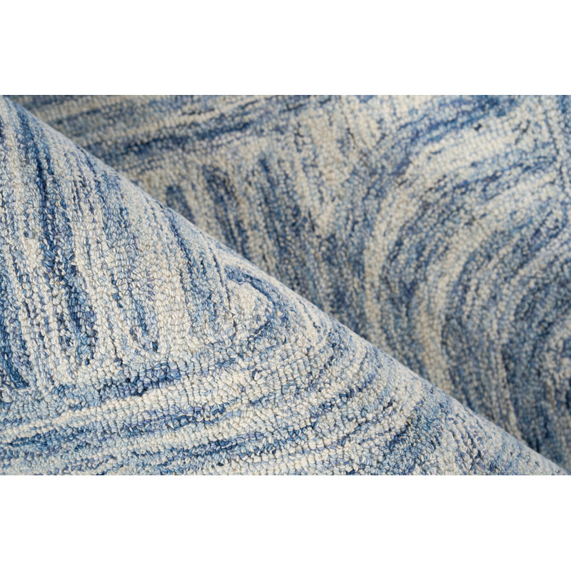 Exquisite Rugs Juno Handmade Hand-Tufted New Zealand Wool On Canvas Blue/Ivory Area Rug, Rectangle 12'x15' x