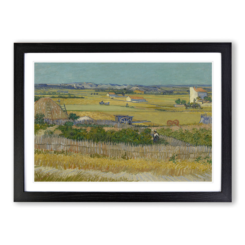 The Harvest by Vincent Van Gogh - Picture Frame Painting, 36cm H x 48cm W x 2cm D, Black