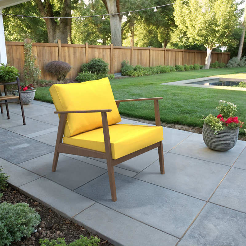 Sunbrella Outdoor Cushion, Seat/Back Replacement Cushion for Outdoor Furniture Arm Chair, Sunflower, 61cm W x 61cm D