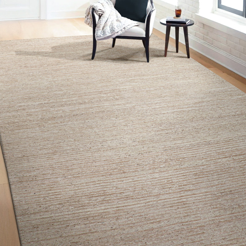 Tapis beige et naturel noué à la main de haute qualité, Rectangulaire 8 pi x 10 pi