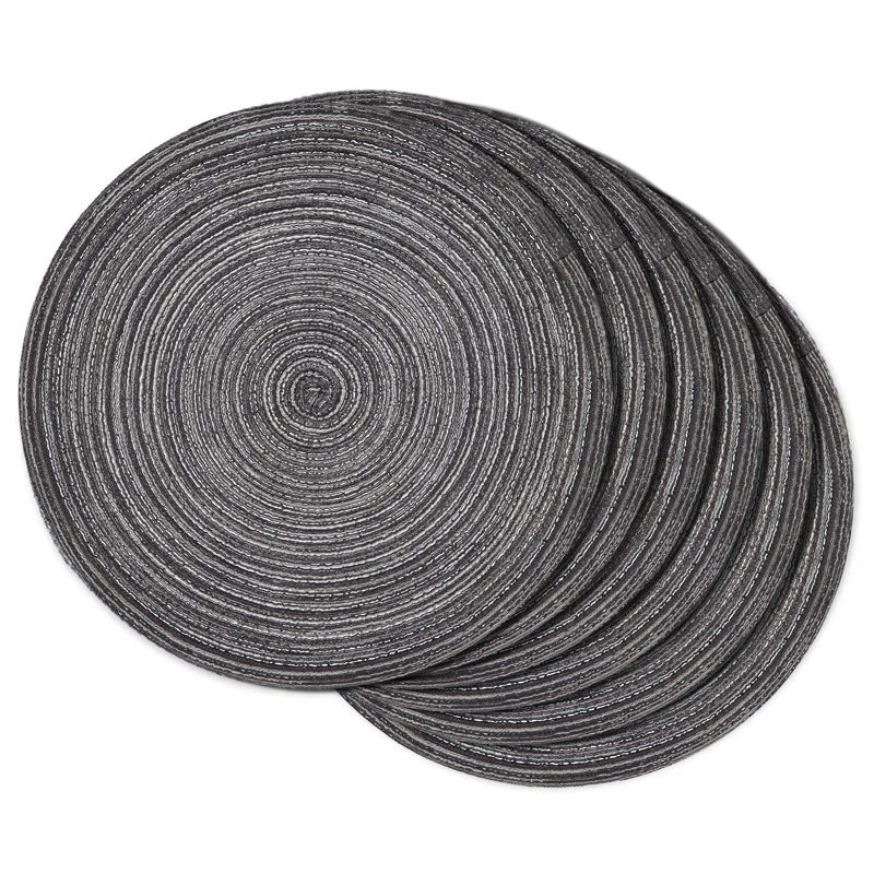 Napperon rond en mélange de polyester Luziano, Gris