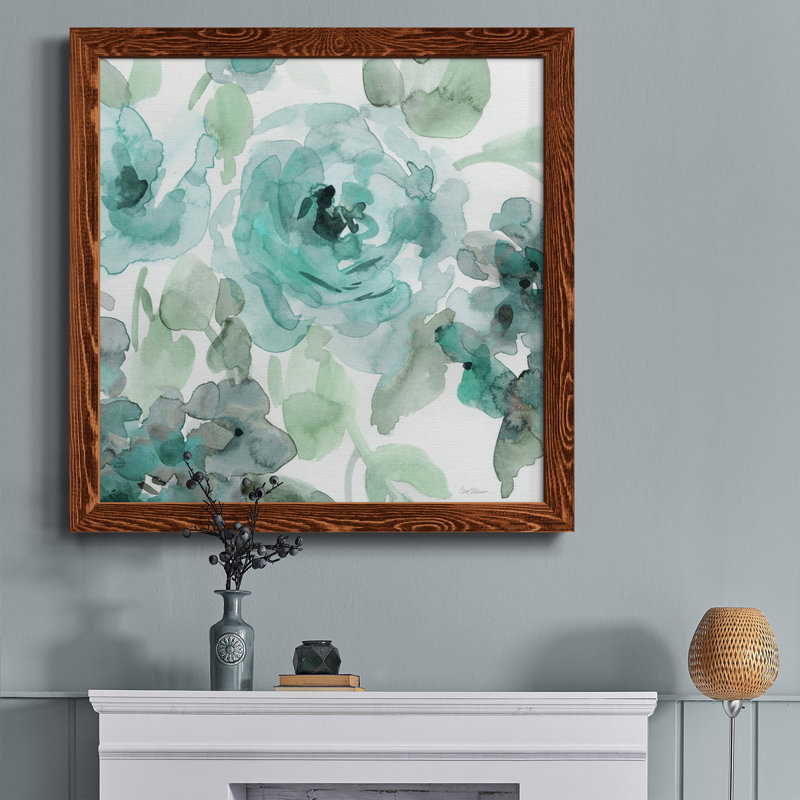 «Blue Mosaic I», reproduction d'art sur toile encadrée, H 31,5 po x l 31,5 po x P 1,5 po, Érable encadré