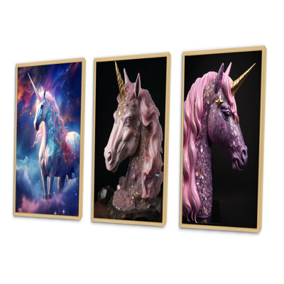 «Cosmic Purple Unicorn Magic», 3 pièces sur toile
