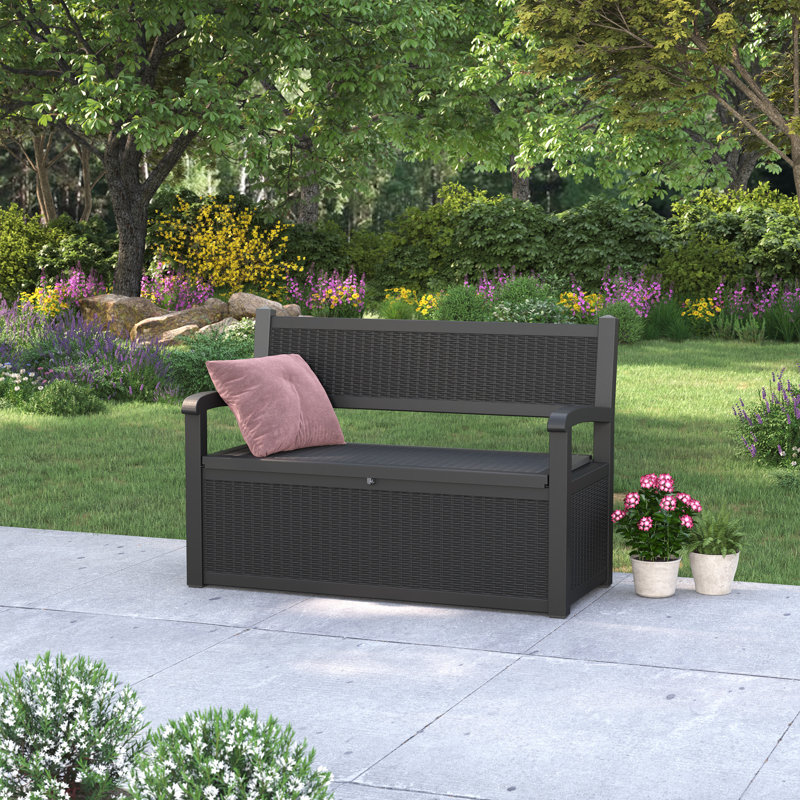 Banc de rangement en résine 70 gallons - Boîte de rangement extérieure polyvalente avec design résistant aux intempéries