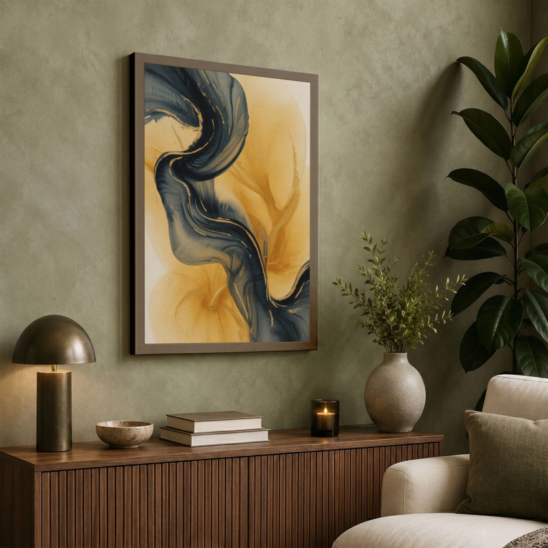 Flowing Forms Japandi - Wrapped Canvas, 24x16 - 61.0 x 40.6 cm, Sage Border