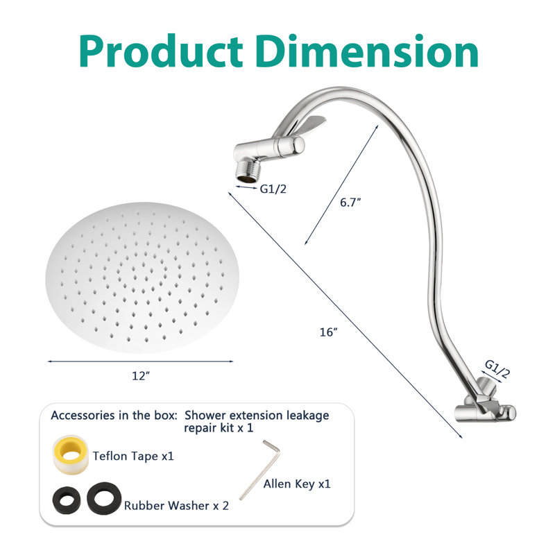 Rain Adjustable Shower Head 1.8 GPM GPM, Chrome