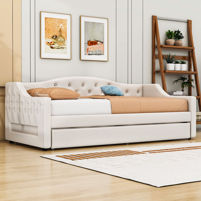 Lit de jour simple TG avec lit gigogne Terianna, Beige