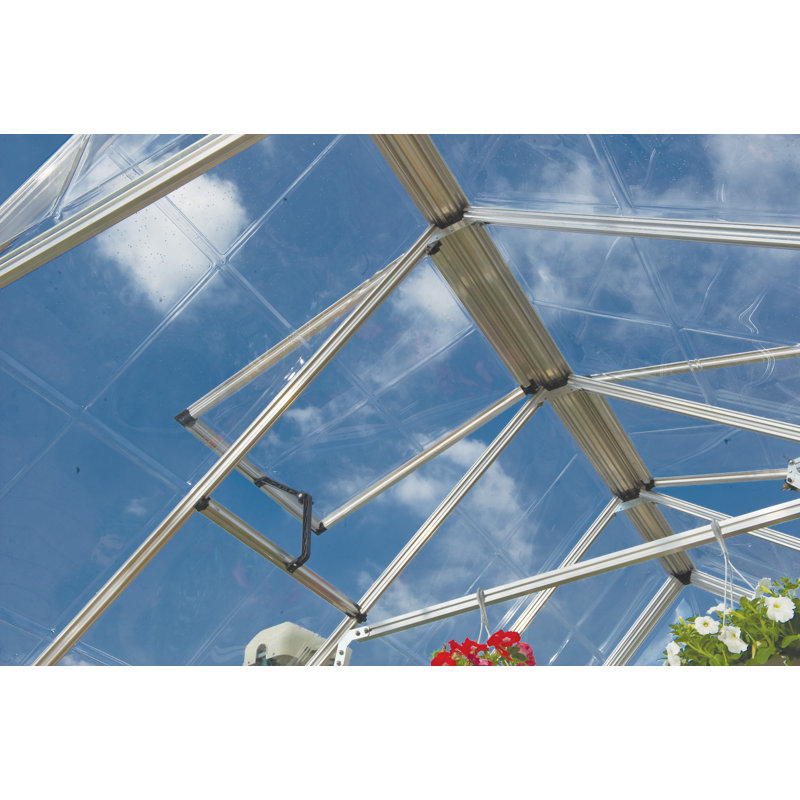 Palram - Canopia Snap & Grow 8' W x 12' D Walk-In Hobby Polycarbonate Aluminum Frame Greenhouse Kit with Roof Vents - Silver