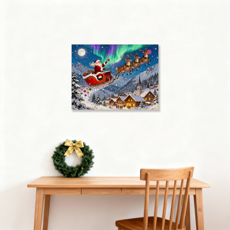 Art mural en toile Père Noël, H 24 po x l 36 po