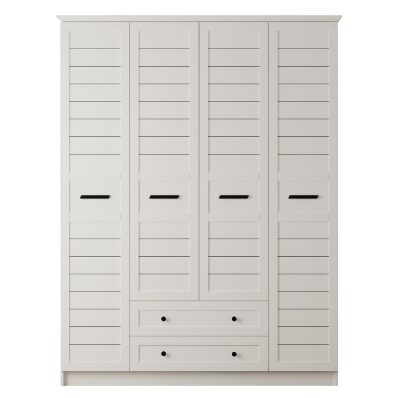 Saucedo 4 Door Manufactured Wood Wardrobe, 184cm H x 140cm W x 52cm D