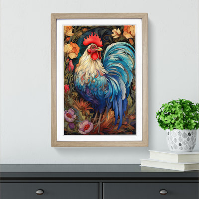 Chicken Nouveau No.2 - Single Picture Frame Print on Wood