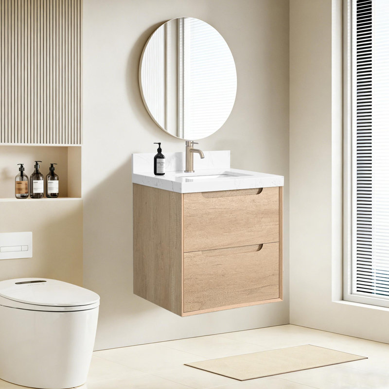 Meuble-lavabo mural avec lavabo et 2 tiroirs, 24