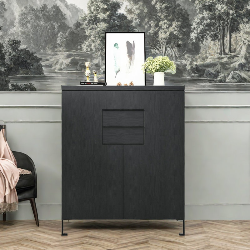 Armoire à chaussures moderne et minimaliste noire 26 paires