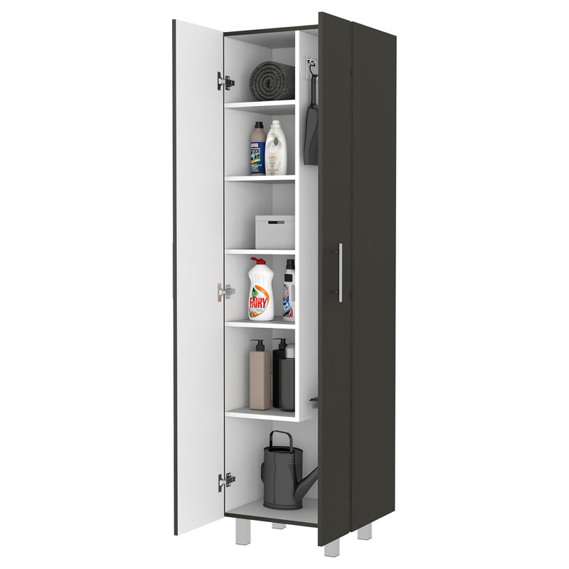 Armoire garde-robe à balconnet, cinq tablettes, Black