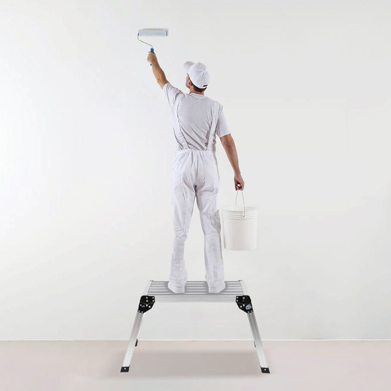 Plateforme de travail pliante, échelle de tabouret en aluminium pour cloison sèche, banc de travail robuste avec capacité de charge de 330 lb avec pieds antidérapants, idéal pour laver les véhicules, nettoyer, peindre, décorer