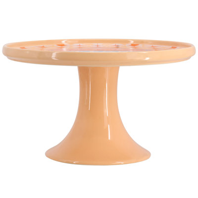 Trinx 10 Inch Ceramic Novelty Decal Cake Stand in Orange