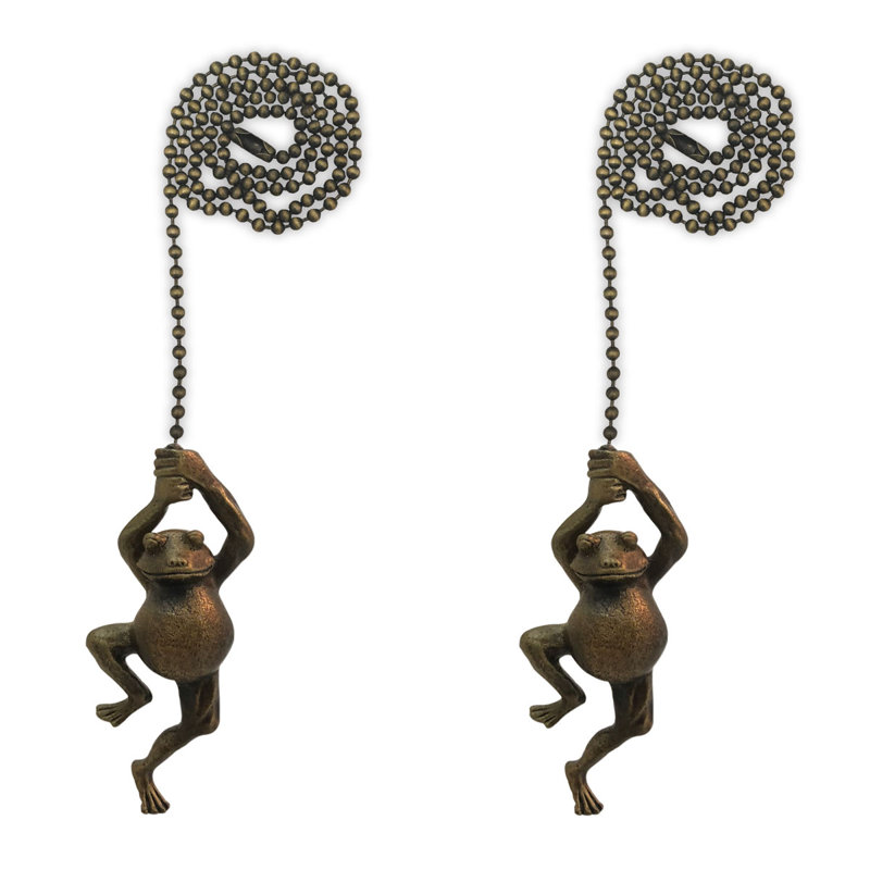 Antique Brass Swinging Frog Ceiling Fan Pull Chain Set