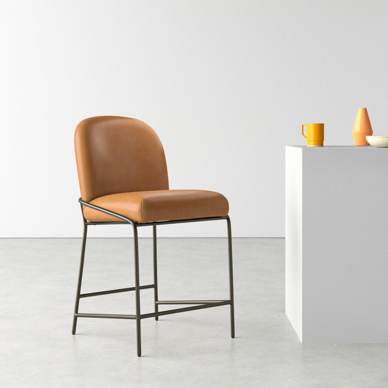 Laina Upholstered Counter Stool with Metal Frame, Faux Leather  Sierra Butterscotch, Bar Stool (30.5" Seat Height)