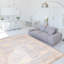 Tapis unique en laine noué à la main 6 pi 3 po x 9 pi 3 po nouvel âge Terius - bleu clair / ivoire / gris foncé