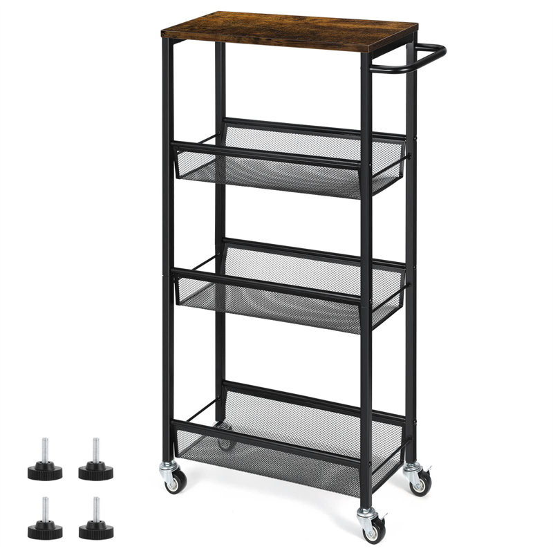 31.4'' H x 16.6'' W Utility Cart with Wheels, Black