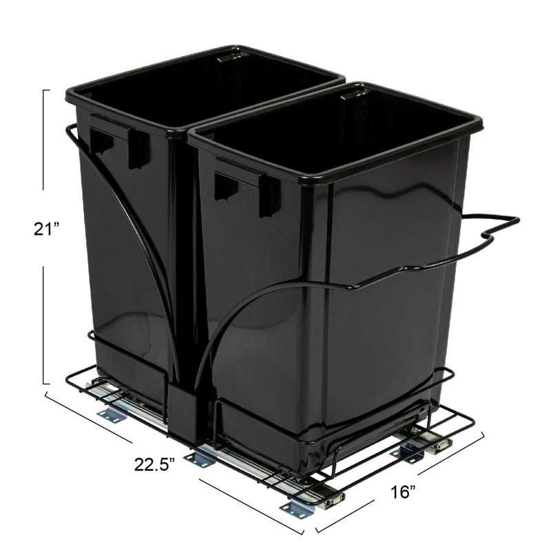 Poubelles et bacs de recyclage élastiques en acier plaqué chromé élizidéra Glidez Élizandra Glidez, Noir