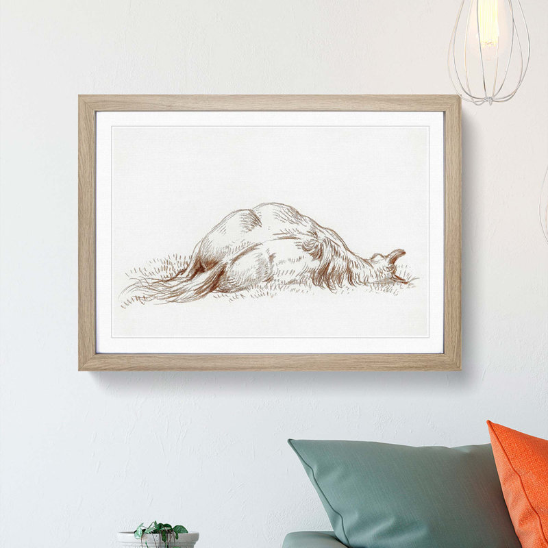Sleeping Horse by Jean Bernard - Picture Frame Drawing Print, 36cm H x 48cm W x 2cm D, Oak Framed