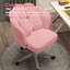 HDHNBA Petal Velvet Mid Back Swivel Vanity Desk Chair with Bow Cushion and Rolling Casters-1803947138